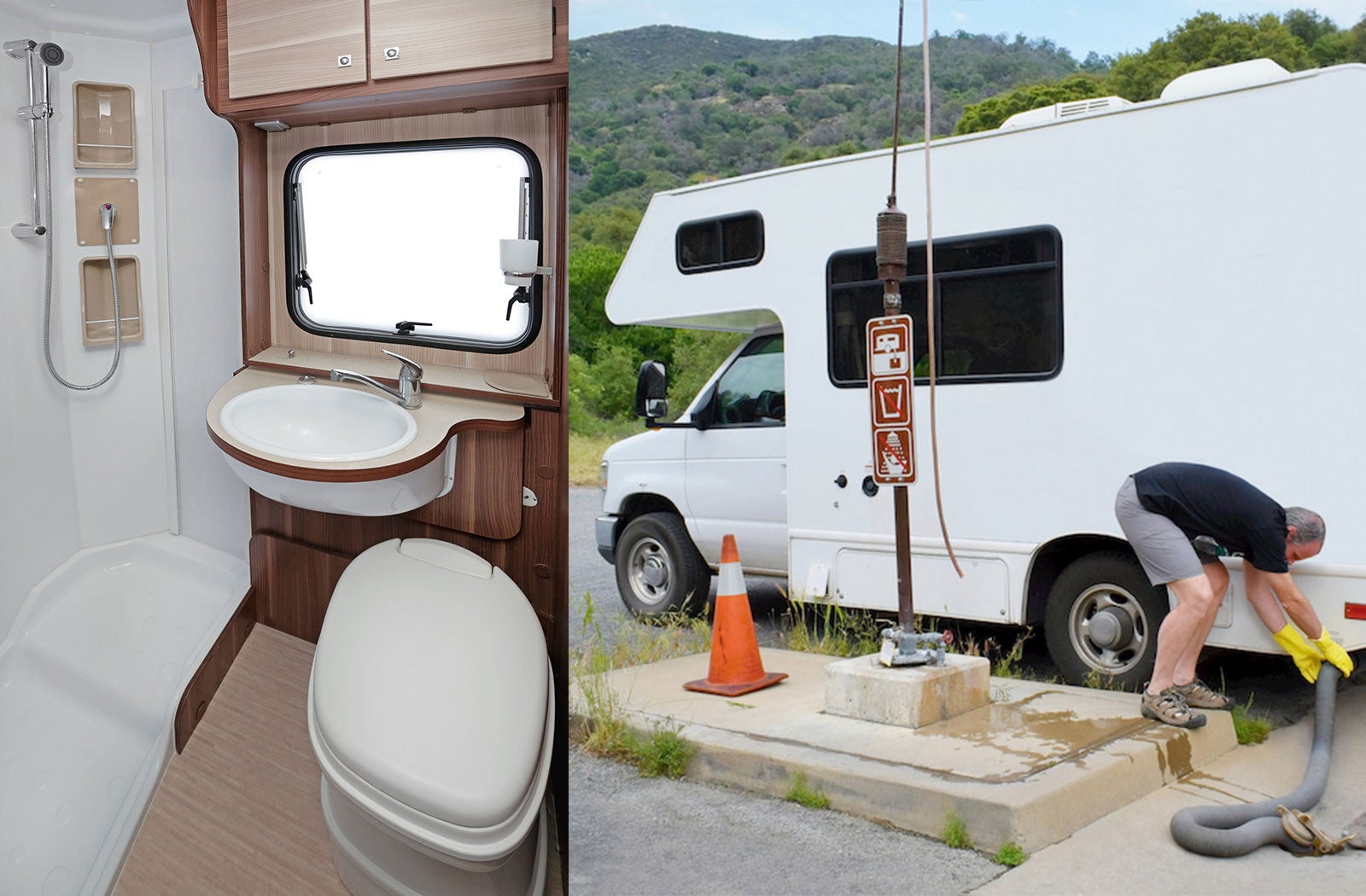 Portable RV/camper toilet and holding tank setup in Covington, Georgia