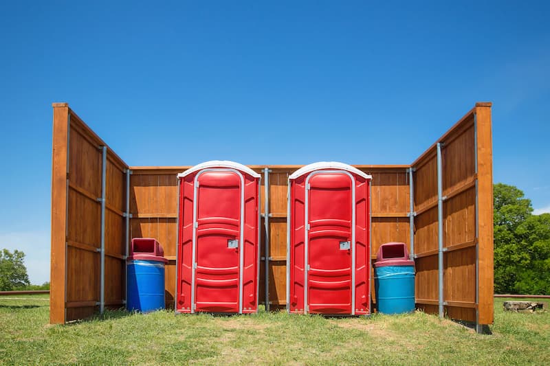 Short-term porta potty units staged for delivery in Covington, Georgia